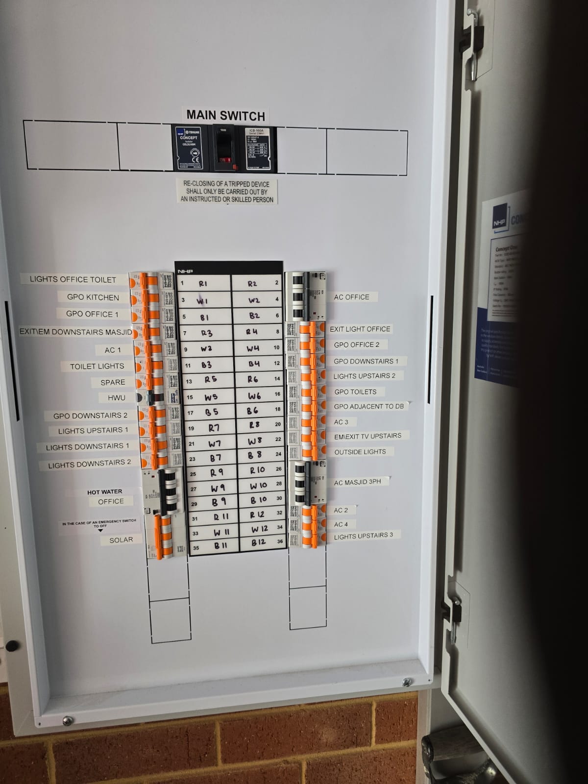 Complete warehouse electrical fitout in Malaga Industrial Area showing comprehensive electrical installation with switchboard, lighting and power outlets